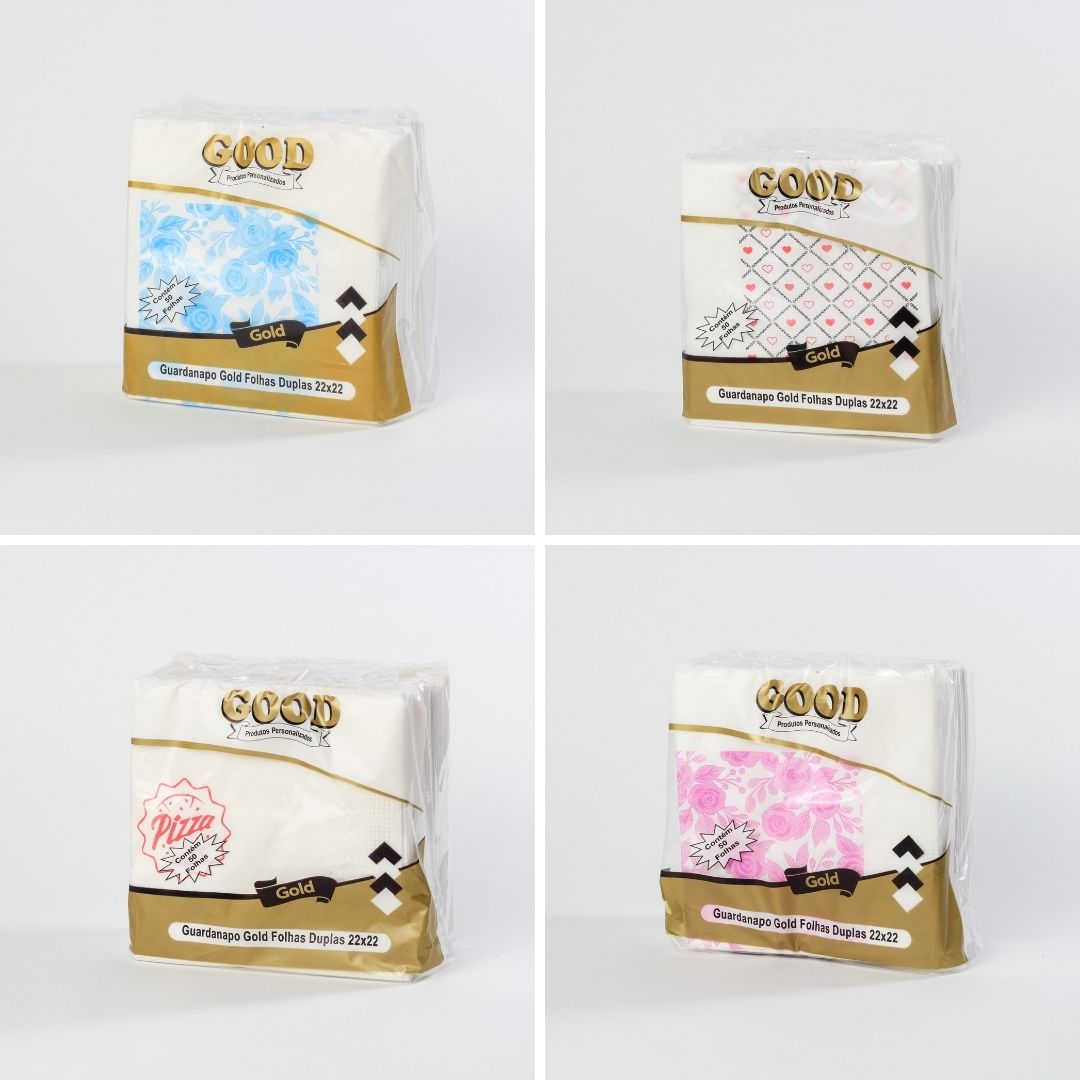 Guardanapo Good Gold 22x22 - Folhas Duplas - Coleção Encantos